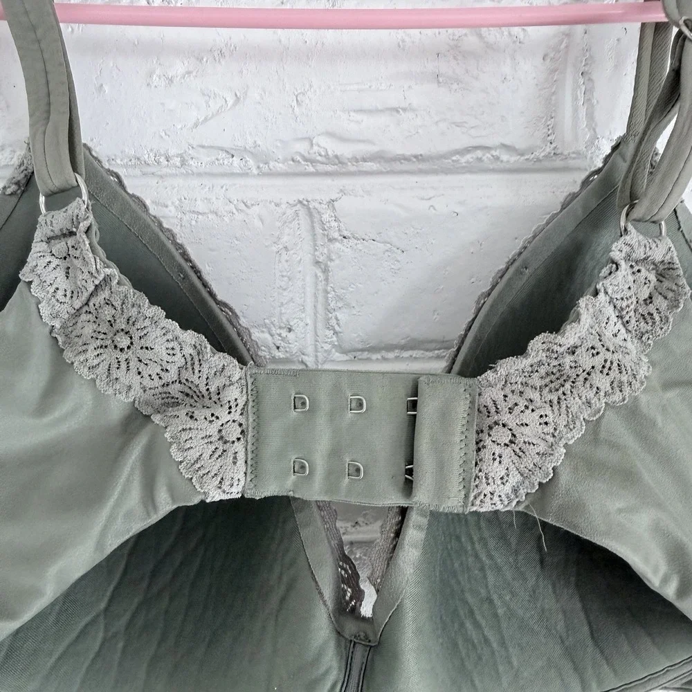 Aerie Green Ombre Real Sunnie Lace Demi Push Up Wireless Bra Size 36D - Picture 5 of 9